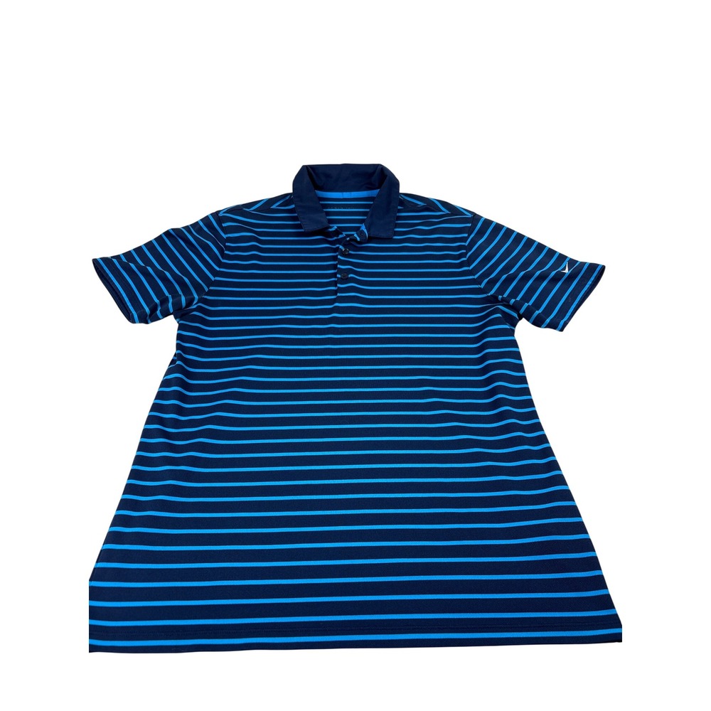 Nike Golf Mens Navy Blue Striped Short Sleeve Polo Shirt 725531-410 Size M